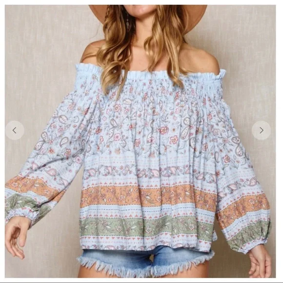 #18 Pauline Boho Smocked Off The Shoulder Top - Picture 5 of 7